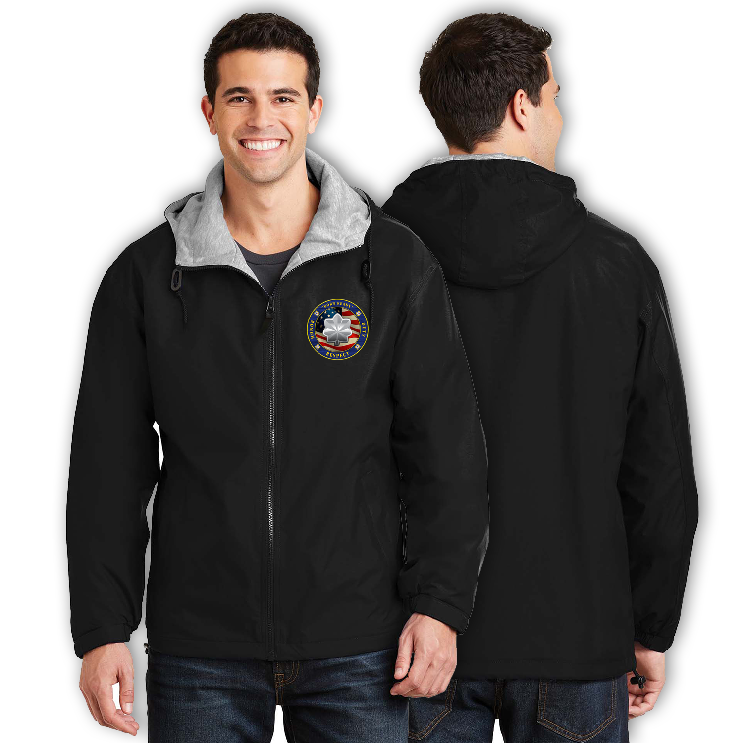 Custom US Coast Guard Ranks/Insignia Military Mottos, Core Values Print On Left Chest Team Jacket