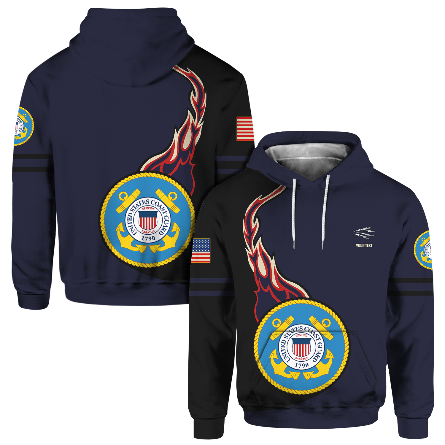 Custom 3D All Over Prints Hoodie, Personalized Name And Ranks, Military Logo-AOV-Custom-Veterans Nation