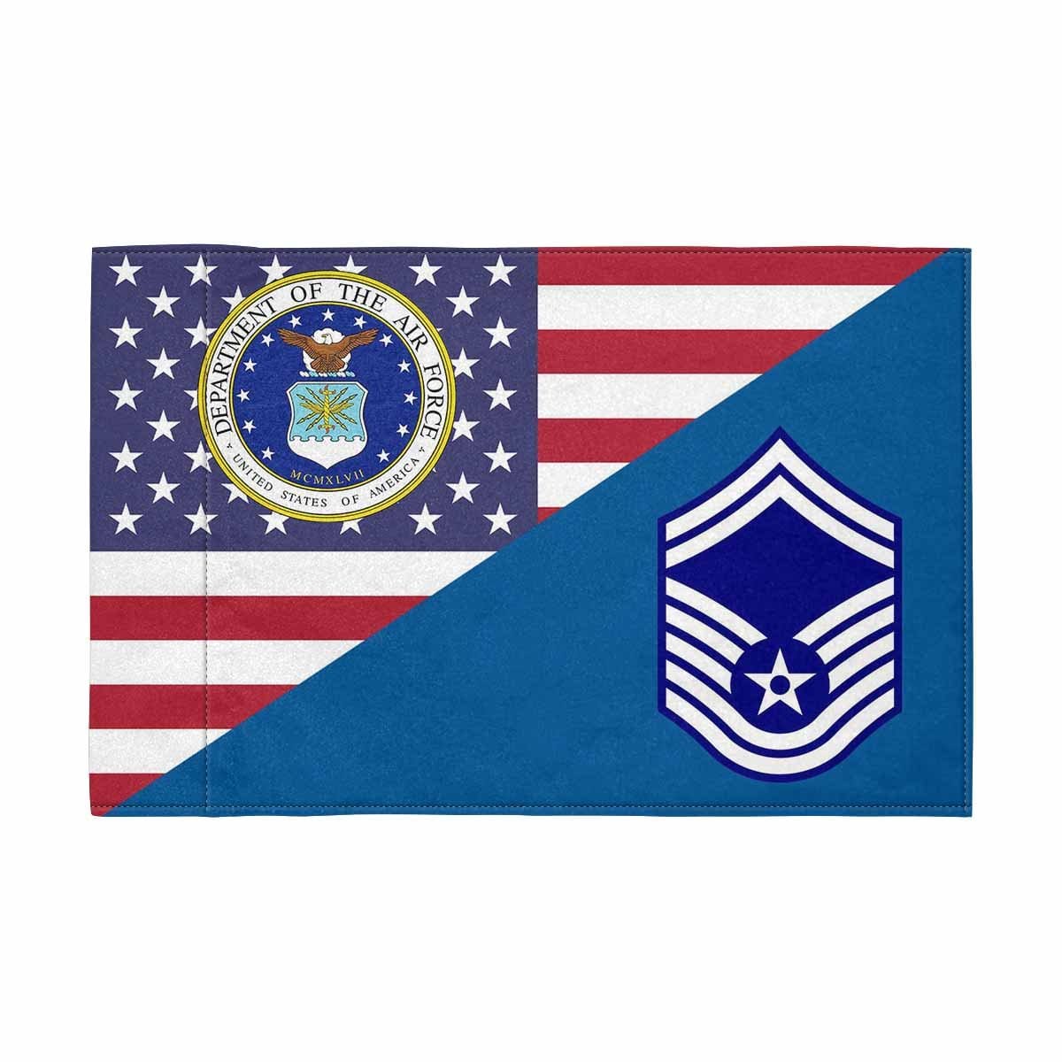 US Air Force E-8 SMSgt Motorcycle Flag 9" x 6" Twin-Side Printing D01-MotorcycleFlag-USAF-Veterans Nation