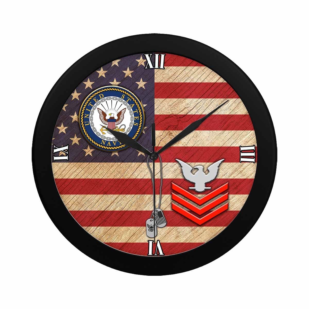 US Navy E-6 Petty Officer First Class E6 PO1 Collar Device Wall Clock-WallClocks-Navy-Collar-Veterans Nation