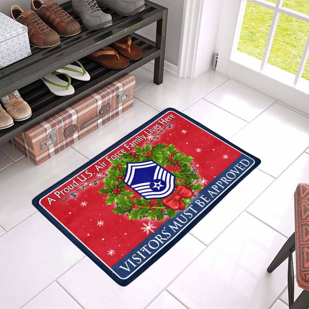 US Air Force E-8 Senior Master Sergeant SMSgt E8 Noncommissioned Officer AF Rank - Visitors must be approved - Christmas Doormat-Doormat-USAF-Ranks-Veterans Nation