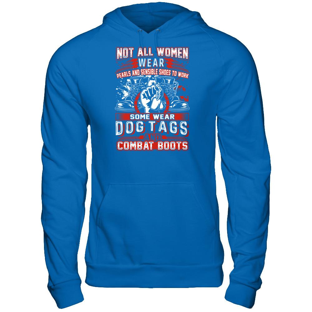 Military T-Shirt "Veteran - The Woman Vet Wear Dog Tags Ang Combat Boots"-TShirt-General-Veterans Nation