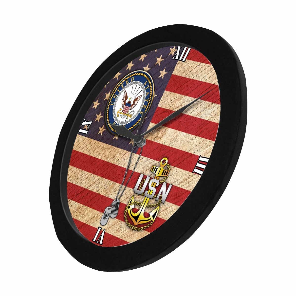 US Navy E-7 Chief Petty Officer E7 CPO Senior Noncommissioned Officer Collar Device Wall Clock-WallClocks-Navy-Collar-Veterans Nation